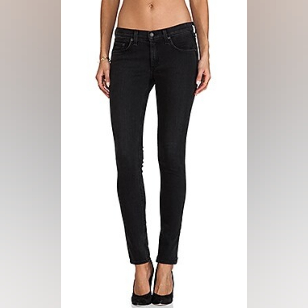 Rag‎ & Bone Womens Skinny Jeans Size 30 Rock Washed Black Low Rise
